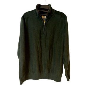 Field & Stream Sweater Mens Medium Green 1/4 Zip Pullover Fleece Mock Neck